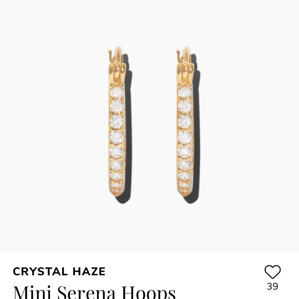 Gold Plated Hoop Earrings with Cubic Zirconia Crystals - Picture 4 of 8